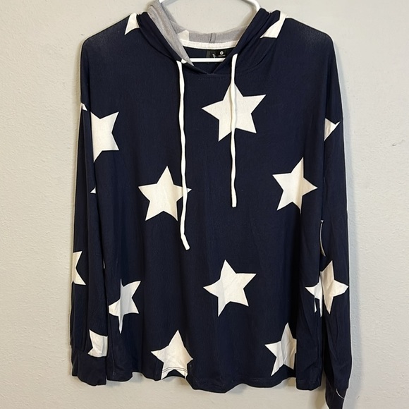 NWOT Kenzie two piece pajama set, dark blue with white stars, women’s size M. - Picture 2 of 10
